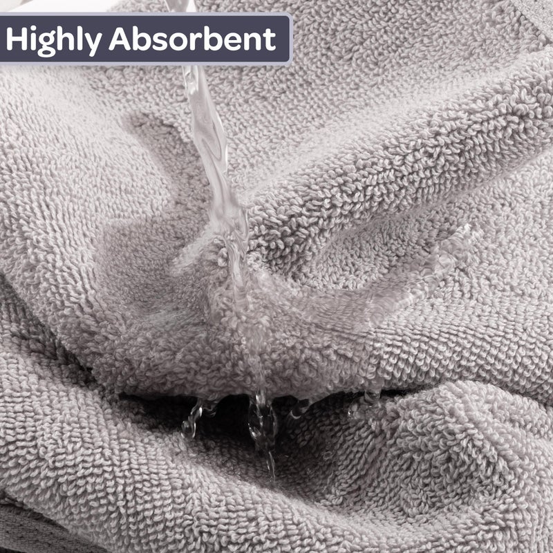 Lavish Home 6 Piece Bathroom Towels Set - 625GSM 100% Cotton Bathroom Essentials with 2 Absorbent Wash Cloths, 2 Hand Cloths, and 2 Bath Towel for Shower, Gym, Dorm and Spa (Gray) - Image 3